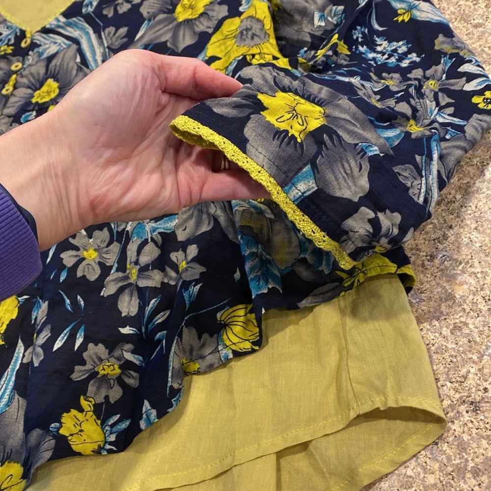 NWT Gracila Top 2XL Floral Navy Blue? Yellow? - Picture 5 of 14
